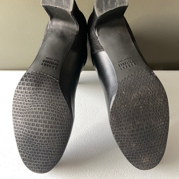 Stuart Weitzman Ankle Boots- Black Leather Mid Height Block Heel- Size 7.5 - Picture 8 of 10